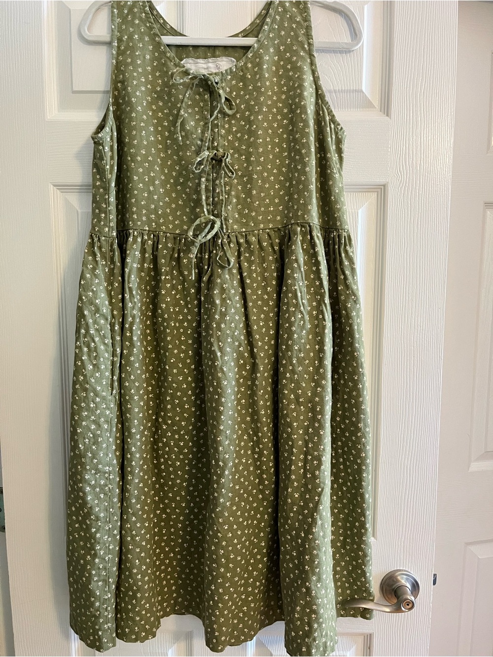 notPERFECTLINEN Edam Herb Green Floral New M/L Dress